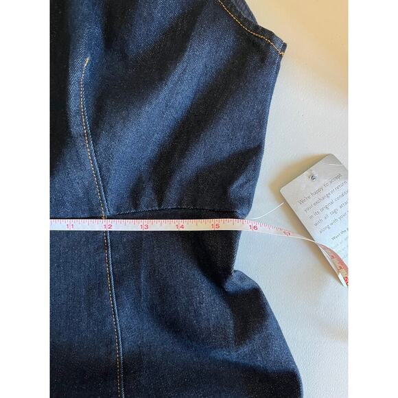 NWT Denim Midi Dress A-Line Dark Wash XL Long Modest Sleeveless Teacher Office - Picture 11 of 16